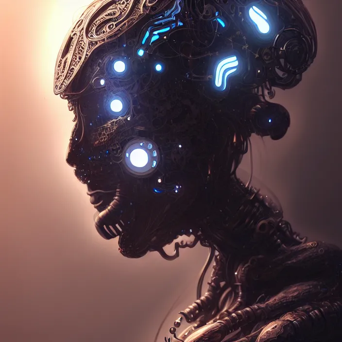 Prompt: organic cyborg, diffuse lighting, fantasy, intricate, elegant, highly detailed, lifelike, photorealistic, digital painting, artstation, illustration, concept art, smooth, sharp focus, art by skunkyfly