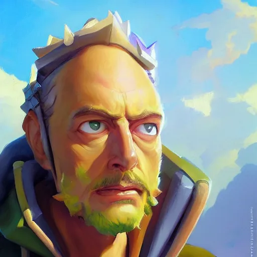 Image similar to greg manchess portrait painting of rick from rick and morty as overwatch character, medium shot, asymmetrical, profile picture, organic painting, sunny day, matte painting, bold shapes, hard edges, street art, trending on artstation, by huang guangjian and gil elvgren and brom