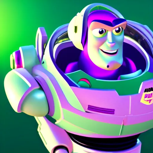 Image similar to Buzz Lightyear as an Autobot from Transformers, ultra high quality render, ray tracing, reflections, dramatic lighting
