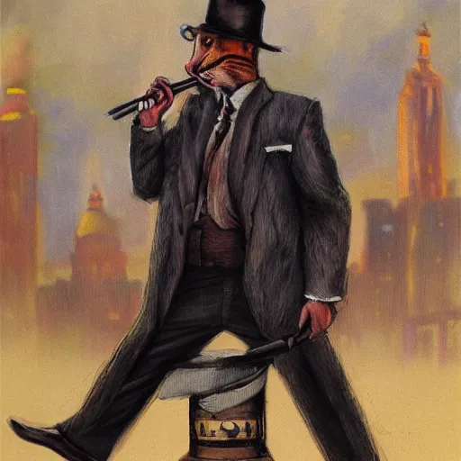 Prompt: a rabbit as a mafia gangster by James Gurney.