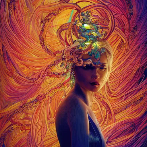 Prompt: the portrait of a ridiculously beautiful and elegant european woman partially made of onion rings of all colors, an ultrafine detailed illustration by james jean, final fantasy, intricate linework, bright colors, behance contest winner, vanitas, angular, altermodern, unreal engine 5 highly rendered, global illumination, radiant light, detailed and intricate environment
