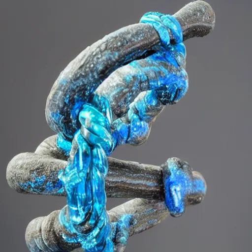 Image similar to old twisted staff with a blue crystal at it's tip