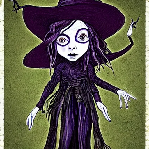 Image similar to billie eilish as a witch by tim burton