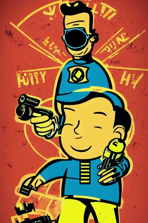 Image similar to fallout 7 6 retro futurist illustration art by butcher billy, sticker, colorful, illustration, highly detailed, simple, smooth and clean vector curves, no jagged lines, vector art, smooth andy warhol style