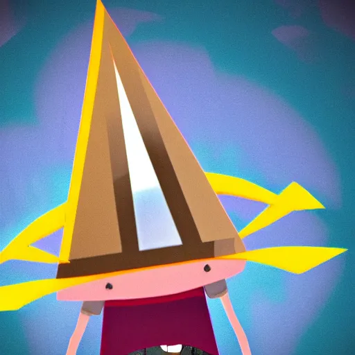 Image similar to pyramid head in pixar style, cute colorful adorable, cgi render