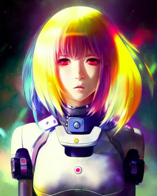 Image similar to portrait Anime Commander Girl Neon-cybernetic cute-fine-face, pretty face, realistic shaded Perfect face, fine details. Anime. Battle field battlefield realistic shaded lighting by katsuhiro otomo ghost-in-the-shell, magali villeneuve, artgerm, rutkowski Jeremy Lipkin and Giuseppe Dangelico Pino and Michael Garmash and Rob Rey