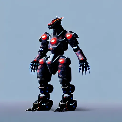 Prompt: an illustration of the full body of a mecha godzilla, photorealistic, 3 d, unreal engine