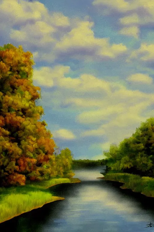 Prompt: digital painting landscape sky trees water painted by Mario Cooper