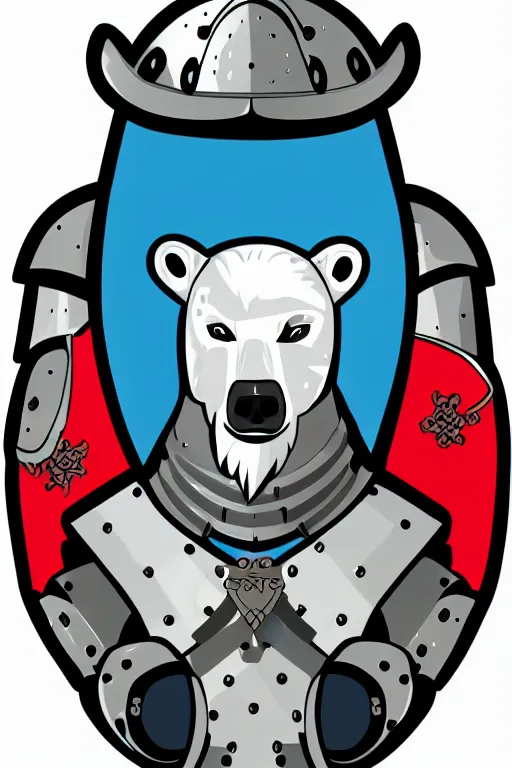 Image similar to Portrait of a polar bear in medieval armor, knight, medieval, sticker, colorful, illustration, highly detailed, simple, smooth and clean vector curves, no jagged lines, vector art, smooth