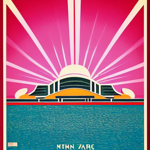 Prompt: Art Deco poster of Singapore, Museum of Modern Art