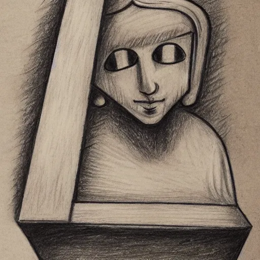 Image similar to a coffin and a drawing angel in the style of sempe