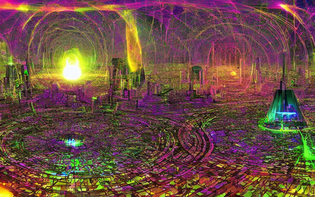 Image similar to prophecy of a techno - spiritual utopian festival, perfect future, award winning digital art