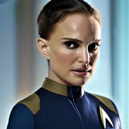 Prompt: Natalie Portman in Star Trek, (EOS 5DS R, ISO100, f/8, 1/125, 84mm, crisp face, prime lense)