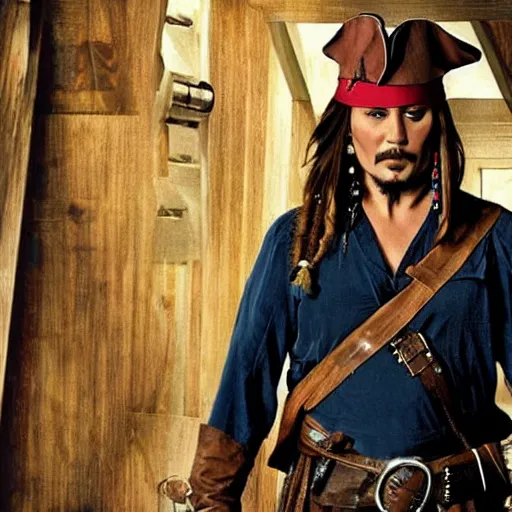 Image similar to Nathan Fillion as a Captain Jack Sparrow