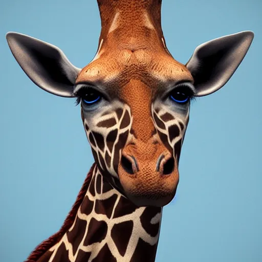 Image similar to a highly detailed portrait of a humanoid giraffe in a blue cloak, artstation, deviantart, professional, unreal engine 5, photorealistic