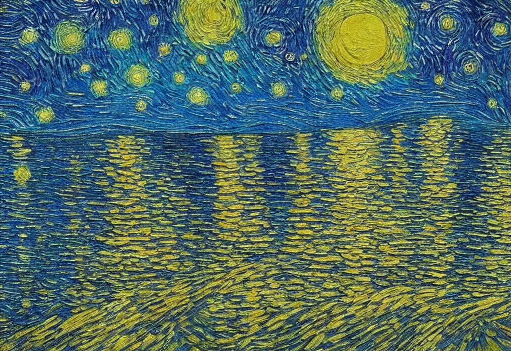 Image similar to a beautiful magical underwater paradise, high realistic high detailed painting in the style of starry night by Van Gogh
