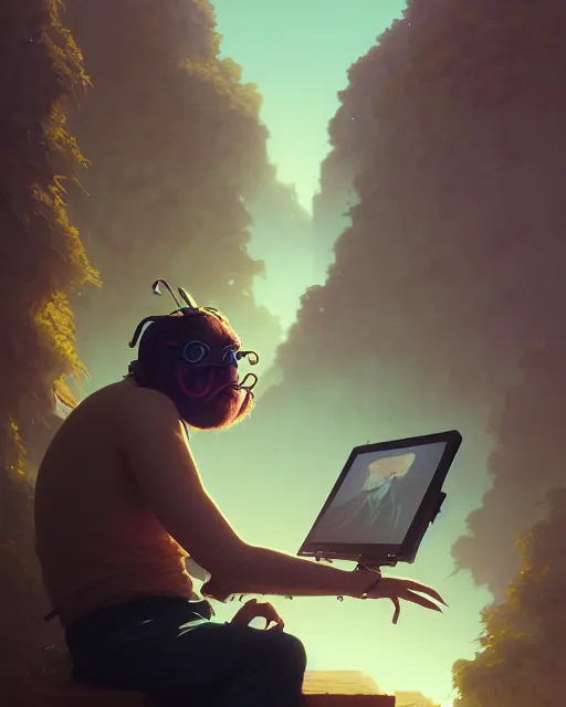 Prompt: highly detailed surreal vfx portrait of reddit moderator, stephen bliss, unreal engine, greg rutkowski, loish, rhads, beeple, makoto shinkai and lois van baarle, ilya kuvshinov, rossdraws, tom bagshaw, alphonse mucha,