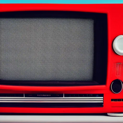 Image similar to old tv showing red background with a white arrow