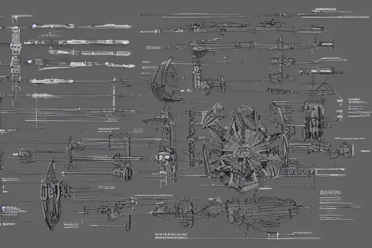 Image similar to aesthetically pleasant technical drawing of an open - source nuclear weapon machinery, hyperdetailed, complex, intricate, exploded view!!, 4 k, trending on artstation