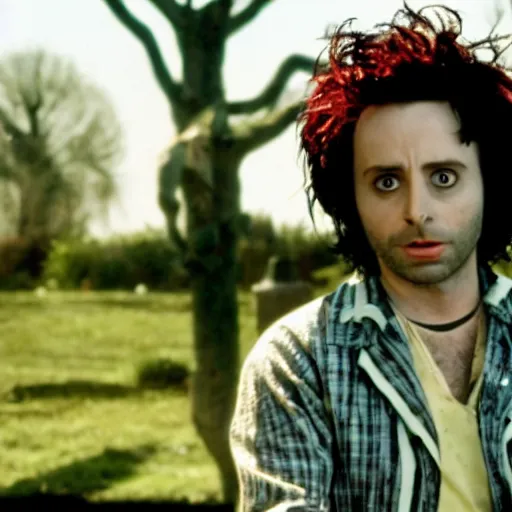 Image similar to charlie day starring as edward scissorhands movie, movie still, 8 k