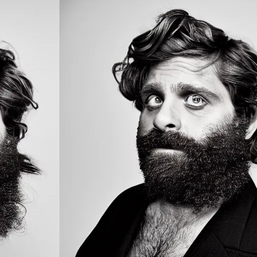 Image similar to photograph of zach galifianakis, by richard avedon