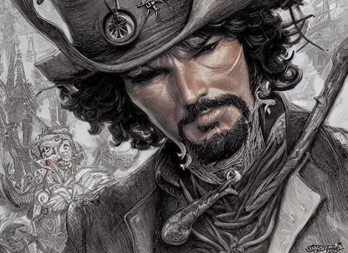 Prompt: a highly detailed pirate portrait of stephen strange, james gurney, james jean