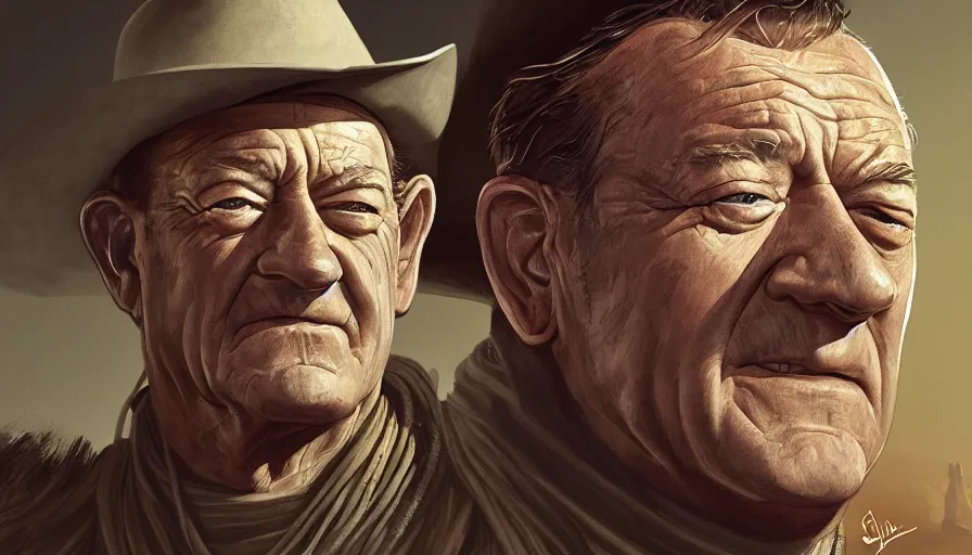 Prompt: Digital painting of John Wayne in Star Wars, hyperdetailed, artstation, cgsociety, 8k