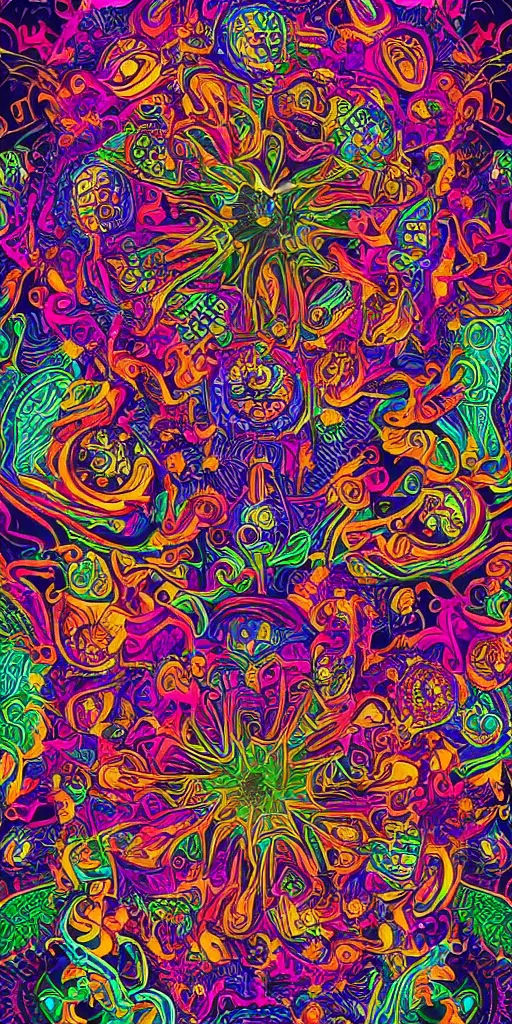Prompt: vibrant chromatic crystal psychedelic mushroom ritual intricate highly detailed symmetrical, cinematic movie poster colorful and vivid pattern
