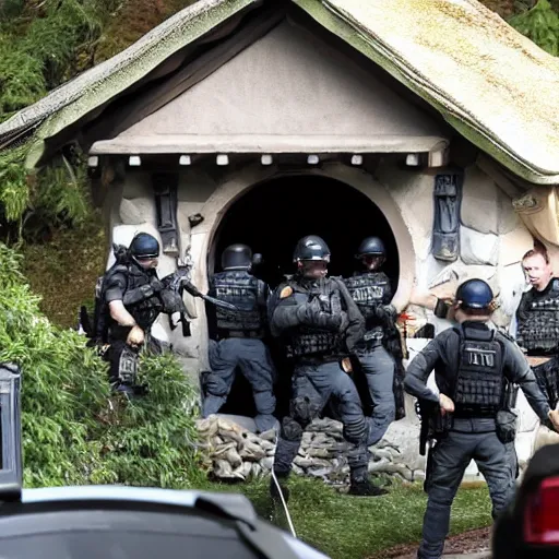 Image similar to photo of swat raid on the hobbit house
