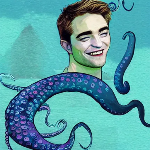 Image similar to robert pattinson mermaid octopus