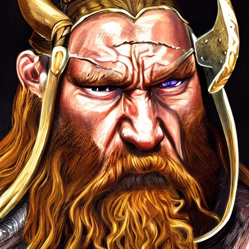 Prompt: a portrait of an angry viking highly detailed, centered, digital painting