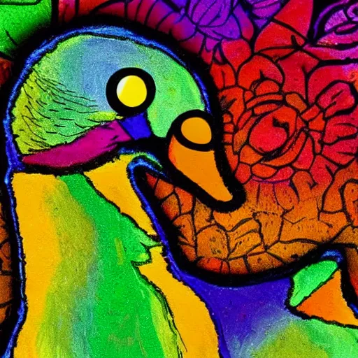 Prompt: lsd colorful duck