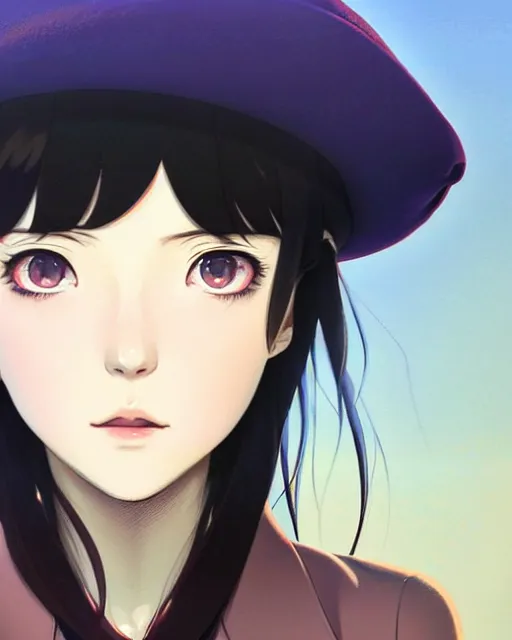 Image similar to girl with a beret | | very very anime!!!, fine - face, audrey plaza, realistic shaded perfect face, fine details. anime. realistic shaded lighting poster by ilya kuvshinov katsuhiro otomo ghost - in - the - shell, magali villeneuve, artgerm, jeremy lipkin and michael garmash and rob rey