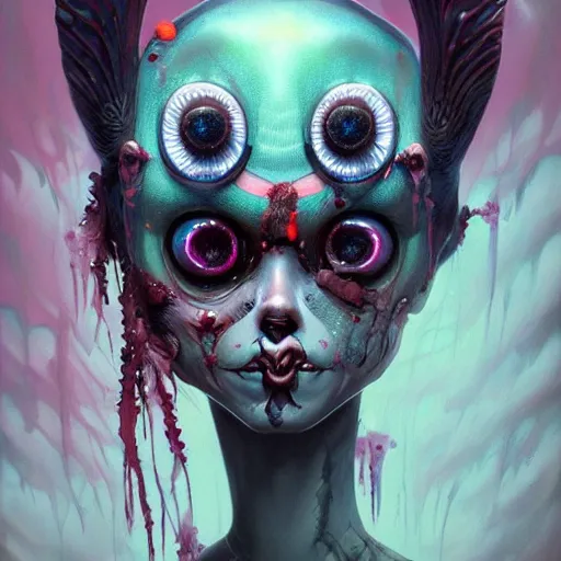 Prompt: The Depths of Depravity, cybergoth art by Sabbas Apterus and Naoto Hattori and Alex Pardee, trending on Artstation, cgsociety 4K.