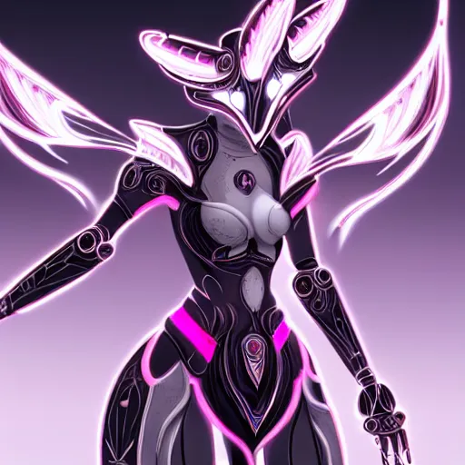 Prompt: highly detailed exquisite fanart, of a beautiful female warframe, but as a cute anthropomorphic robot dragon, glowing eyes and robot dragon head, off-white plated armor, bright Fuchsia skin, elegant pose, full body shot, epic cinematic shot, realistic, professional digital art, high end digital art, sci fi, DeviantArt, artstation, Furaffinity, 8k HD render, epic lighting, depth of field