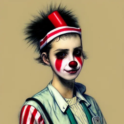 Image similar to clowncore pastel punk young hospital nurse wearing stylish uniform. detailed, portrait, 8 k, artwork by jean - baptiste monge