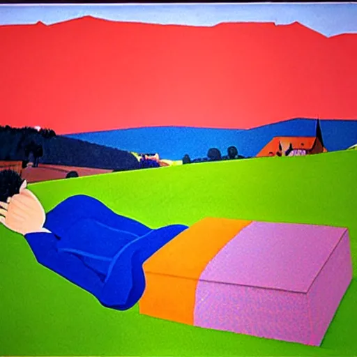 Prompt: hockney dreams burg güssing südburgenland