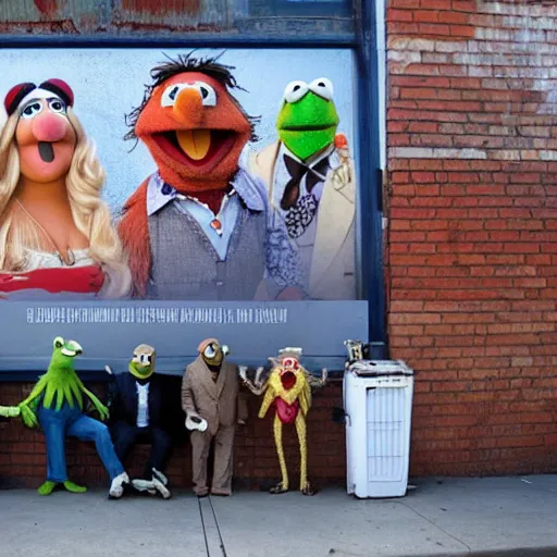 Prompt: the muppets go to skid row