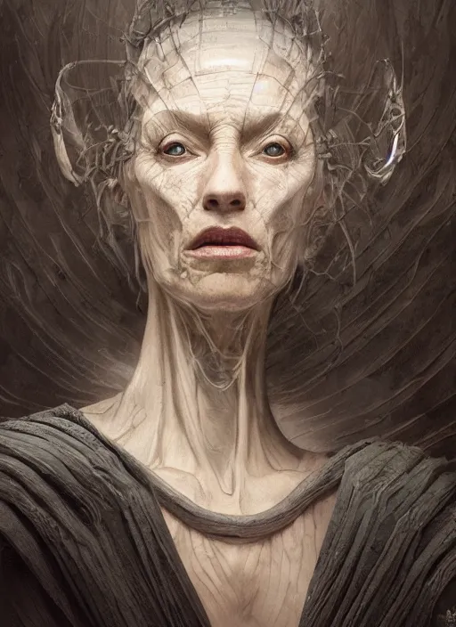 Image similar to ancient one, physically accurate, moody dynamic lighting, very very intricate, very very elegant, highly detailed, digital painting, artstation, HR GIGER, Hieronymus Bosch, Francis Bacon, concept art, smooth, very beautiful, sharp focus, illustration, art by artgerm and greg rutkowski and alphonse mucha