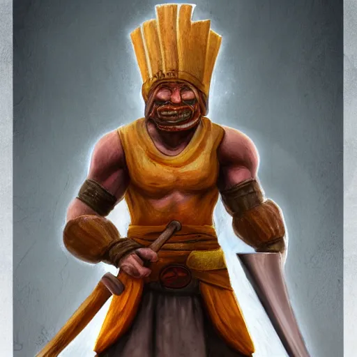 Prompt: a bread warrior, character, trending on artstation, HDR, digital art