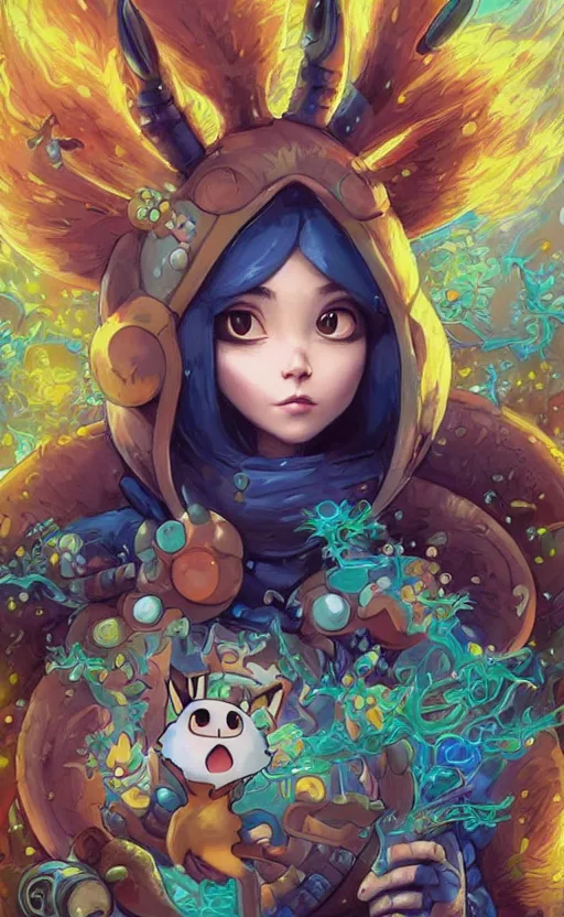 Image similar to lofi BioPunk Pokemon Vulpix portrait Pixar style by Tristan Eaton_Stanley Artgerm and Tom Bagshaw,