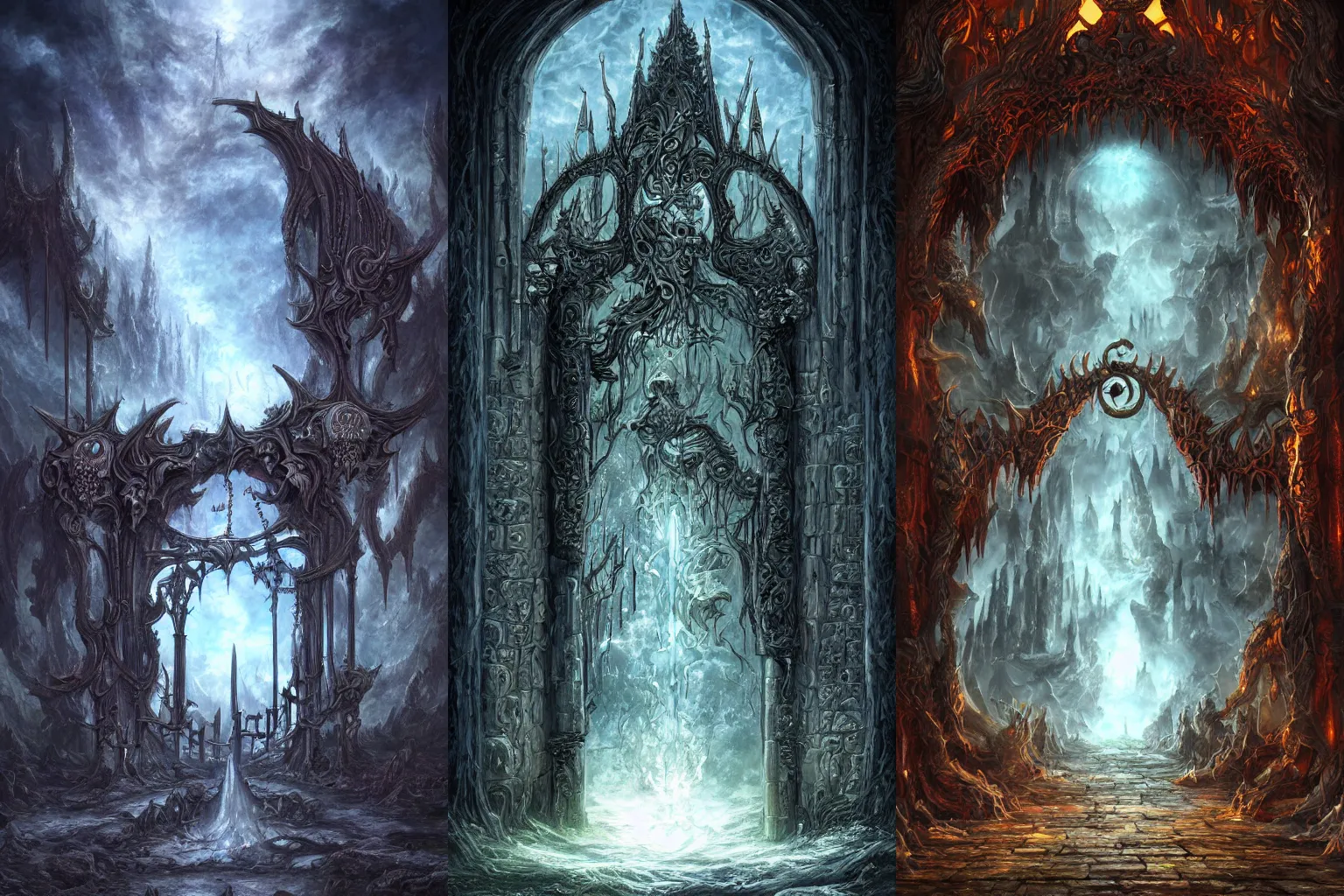 Prompt: The gate to the eternal kingdom of abominations, fantasy, digital art, HD, detailed.