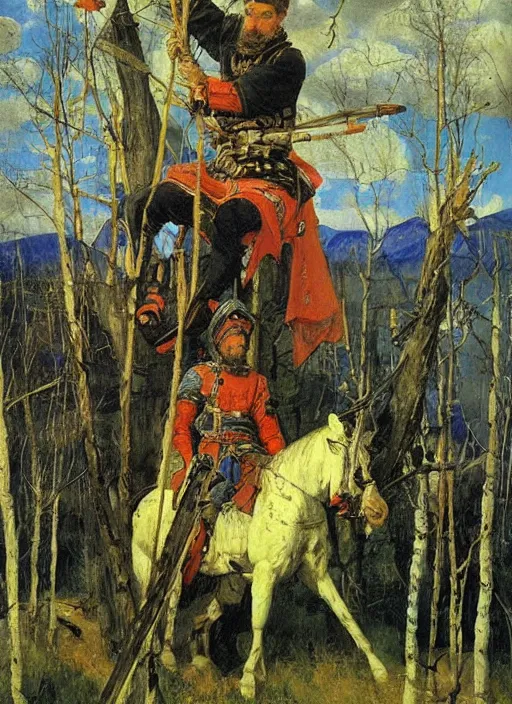 Prompt: painting Heroes (Bogatyri) Viktor Vasnetsov