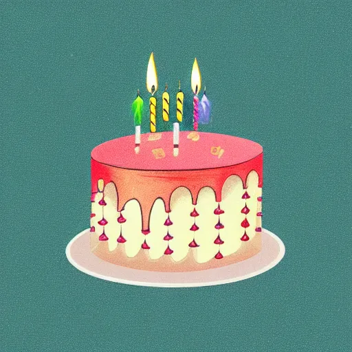 Image similar to birthday card, birthday cake with candles, cute illustration by claudia gadotti