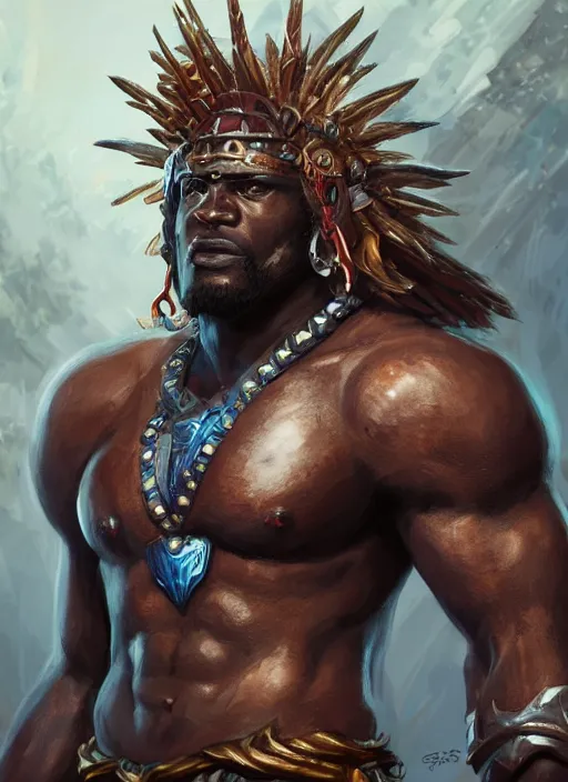 Prompt: a highly detailed illustration of berserker african god of lightning, muscular, intricate, elegant, highly detailed, centered, digital painting, artstation, concept art, smooth, sharp focus, league of legends concept art, WLOP