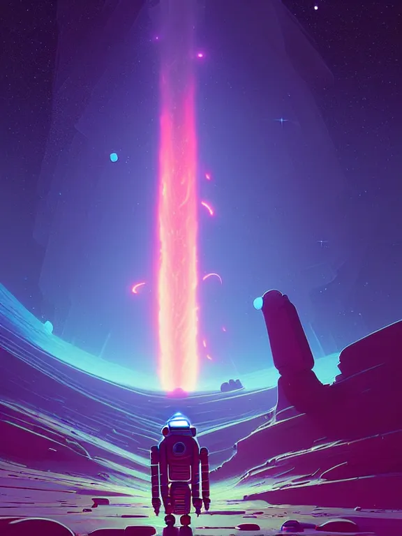 Image similar to robotic expedition to the death of a star by christopher balaskas and anton fadeev and dan mumford and beeple and norman rockwell, asymmetrical!!, asymmetry!!, hyperrealistic, high detail, ultra detailed, space, nebula, sharp focus, astronomy, science, crisp edges, sharp edges, hdr, mist, reflections