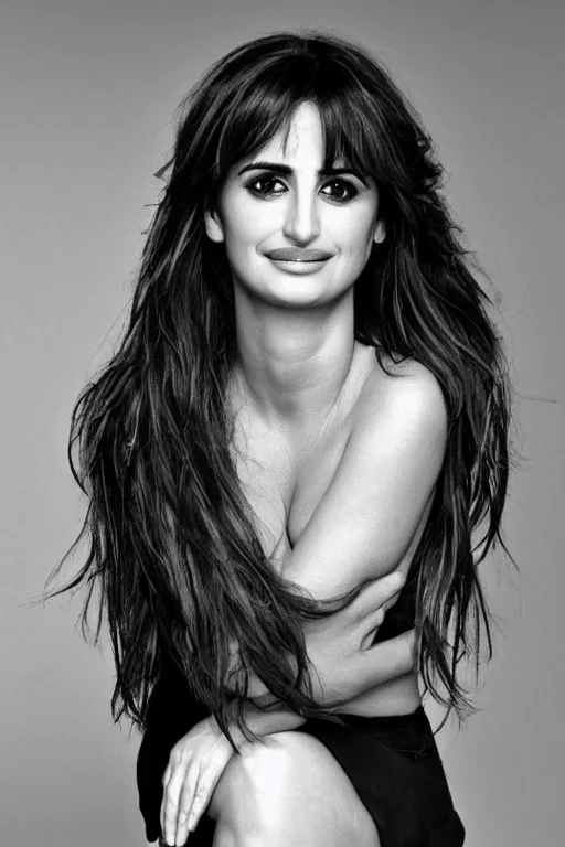 Image similar to photo portrait of penelope cruz, realistic, black and white