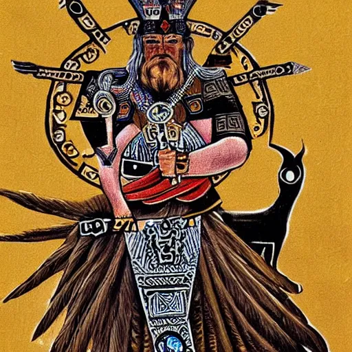 Image similar to odin as an aztec god