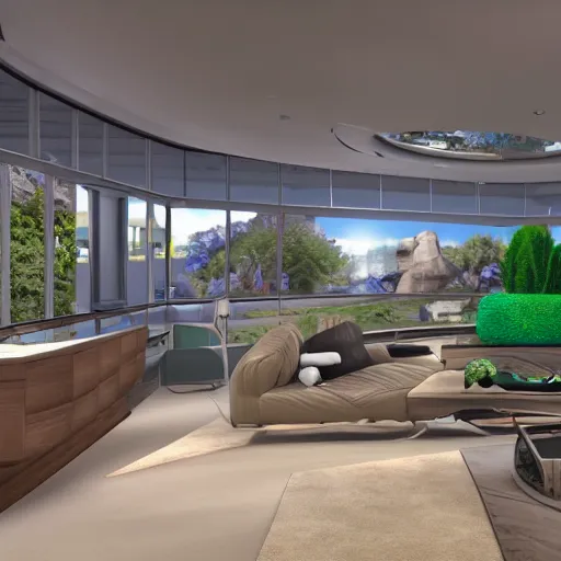 Image similar to inside view of the jetson's house in the real world, photorealistic, ultra realistic, hyper realistic, cinematic view, wide shot,