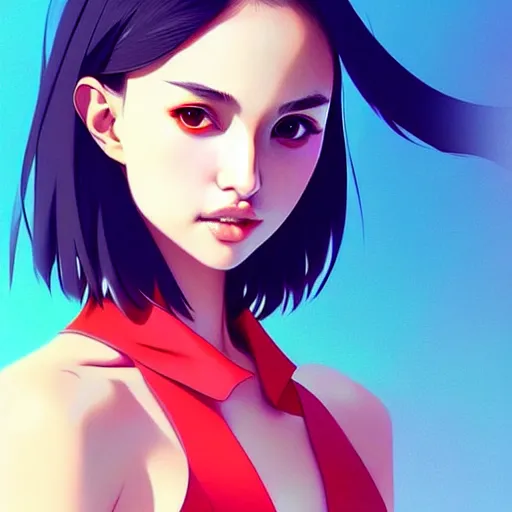 Image similar to a beautiful young japanese natalie portman alluring instagram model in crop top, by guweiz and wlop and ilya kuvshinov and artgerm, symmetrical eyes, aesthetic, gorgeous, stunning, alluring, attractive, artstation, deviantart, pinterest, digital art